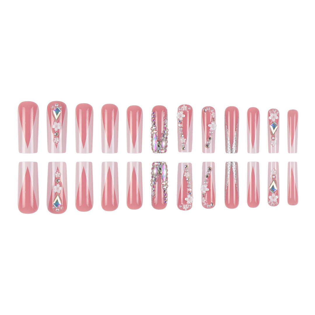 Decorative Floral Embellished Press-On Nails Kalsten