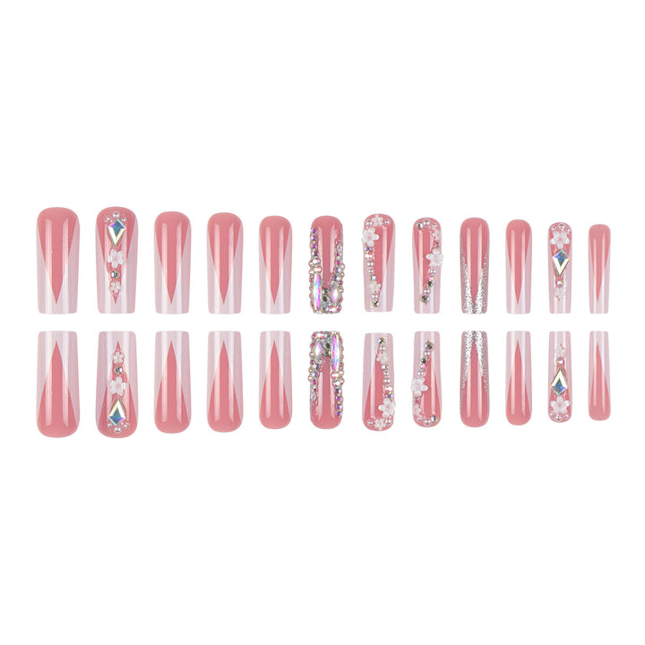 Decorative Floral Embellished Press-On Nails Kalsten