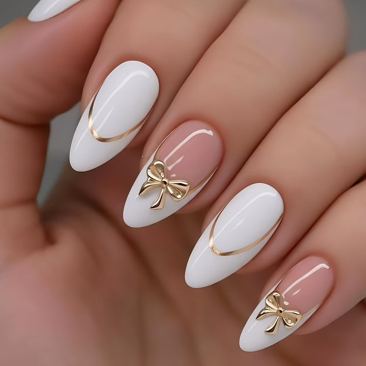 Elegant Stiletto Nail Art Extensions with Decorative Bow Kalsten