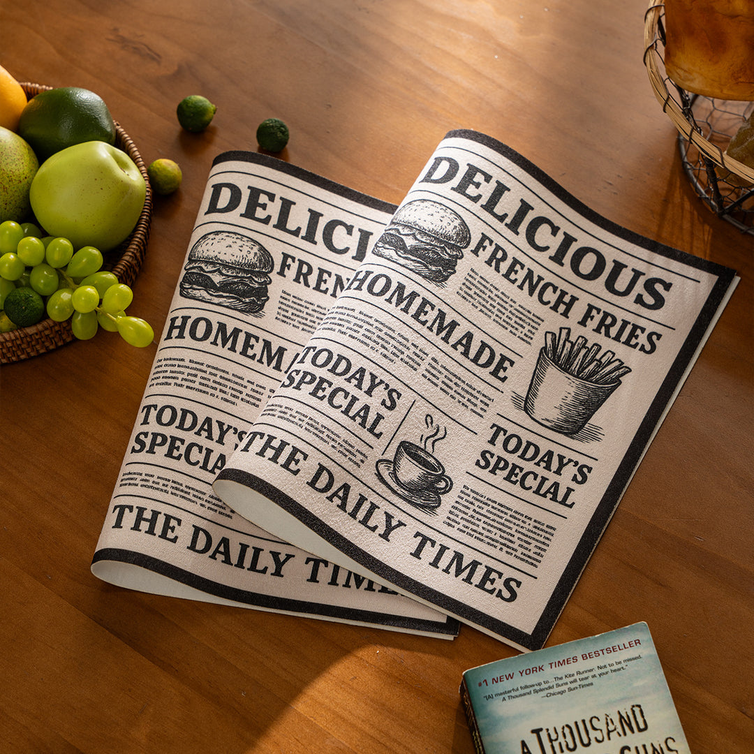 Coir doormat in newspaper layout with non-slip backing Kalsten