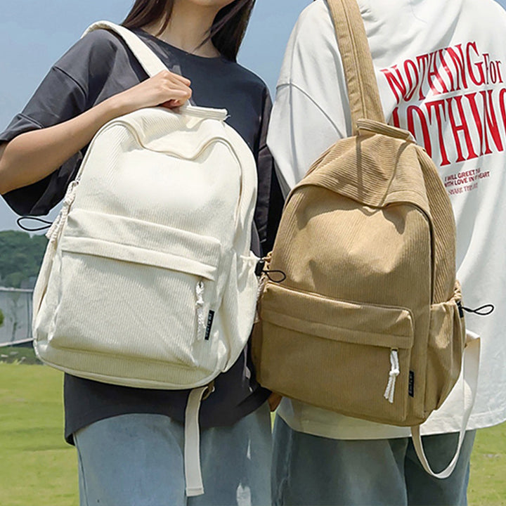 Corduroy Textured Casual Backpack Kalsten