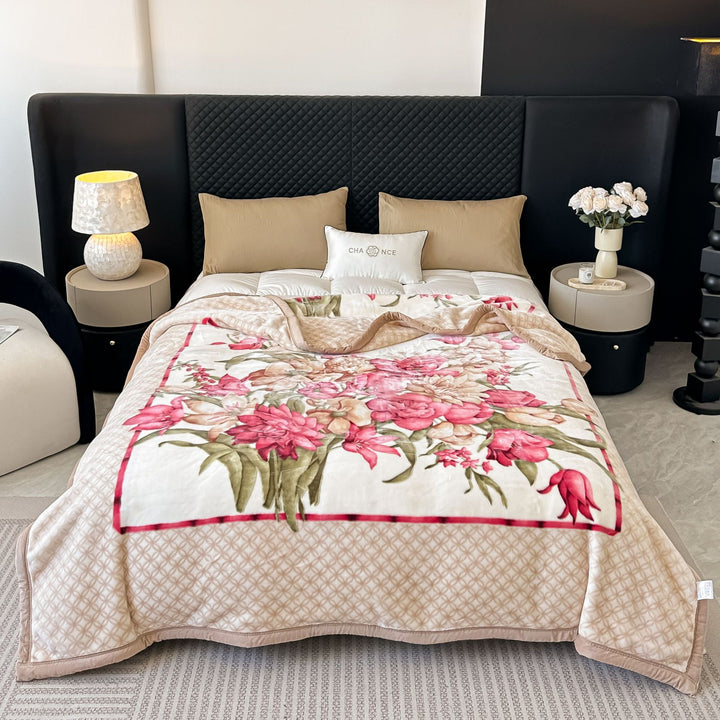 Floral Patterned Fleece Throw Blanket Kalsten