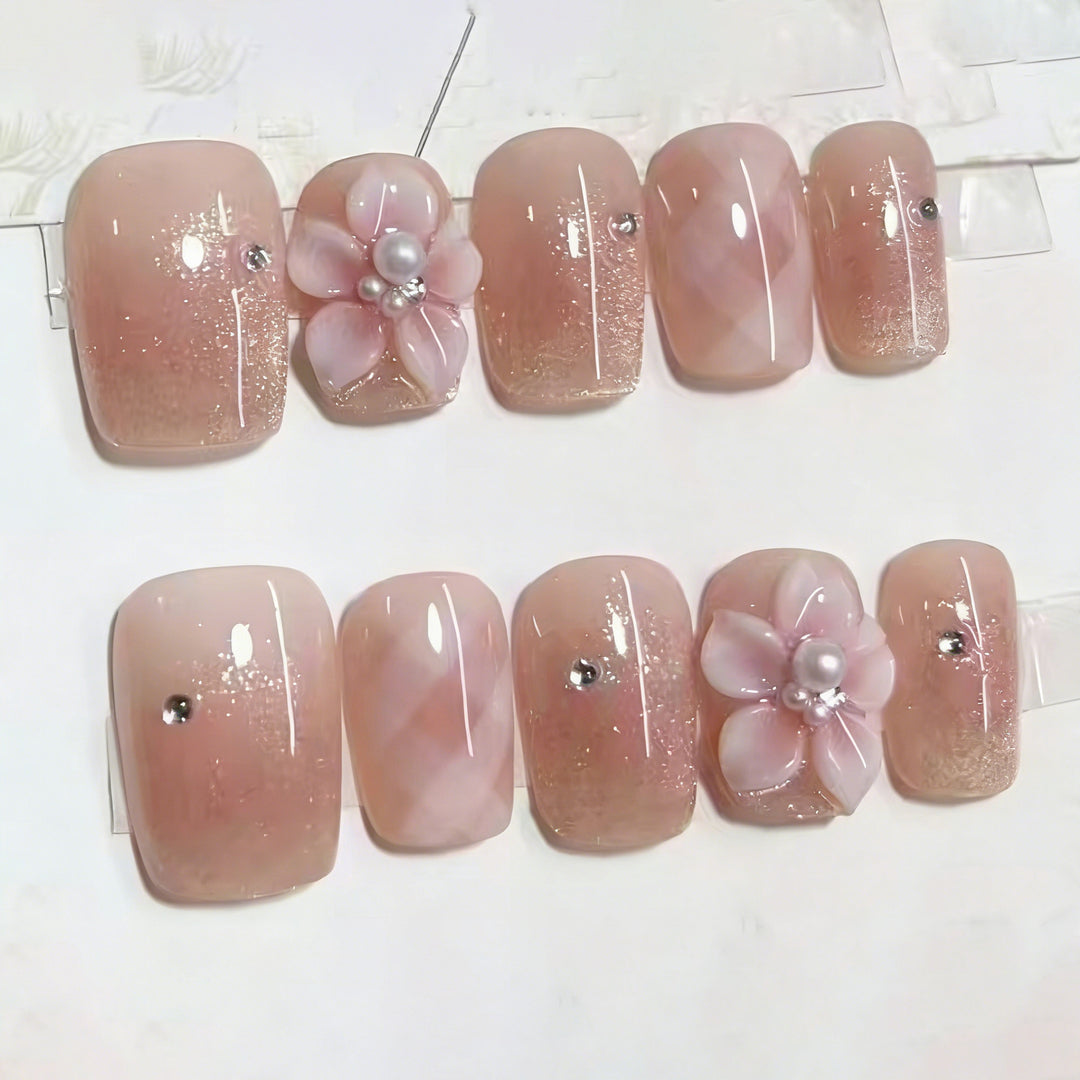 Artistic Gem-Embellished Press-On Nail Art Set Kalsten