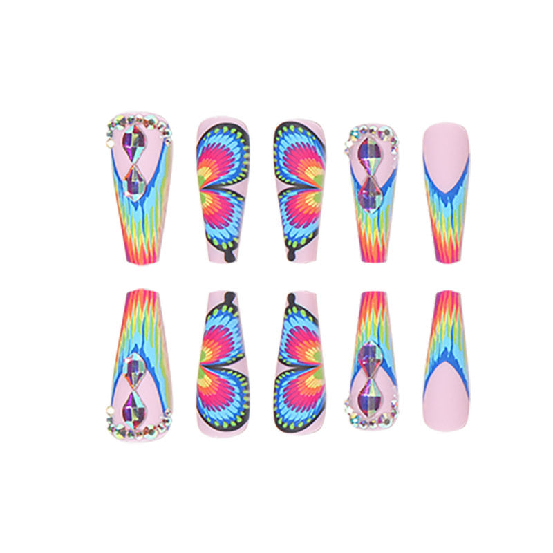 Butterfly-Inspired Artistic Stiletto Nail Art Kalsten