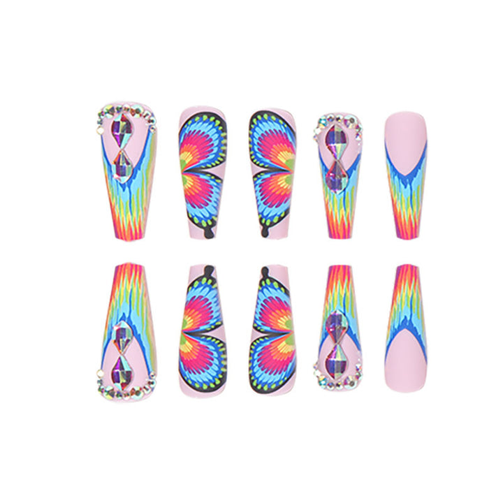 Butterfly-Inspired Artistic Stiletto Nail Art Kalsten