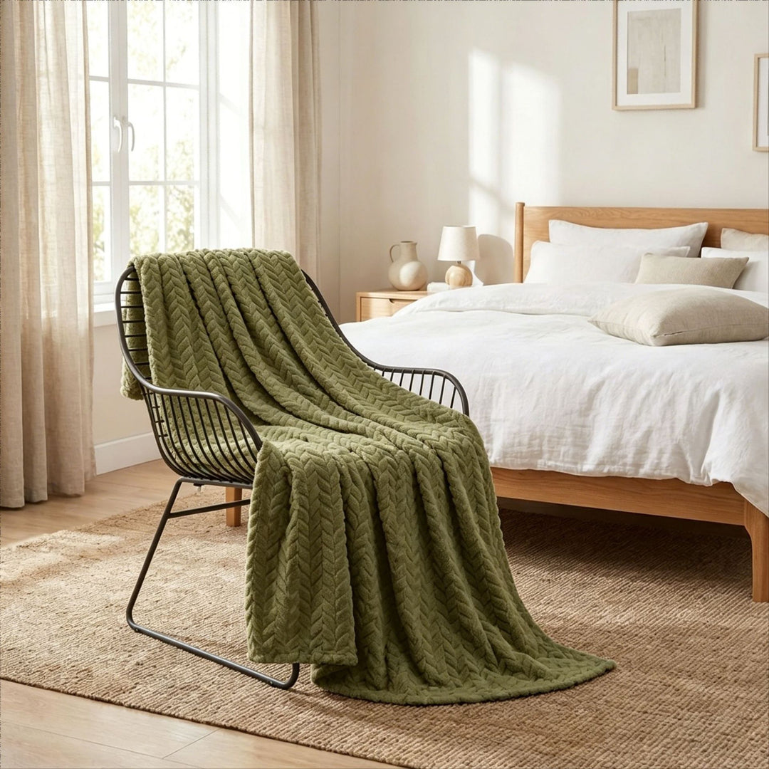 Chevron Patterned Plush Throw Blanket
