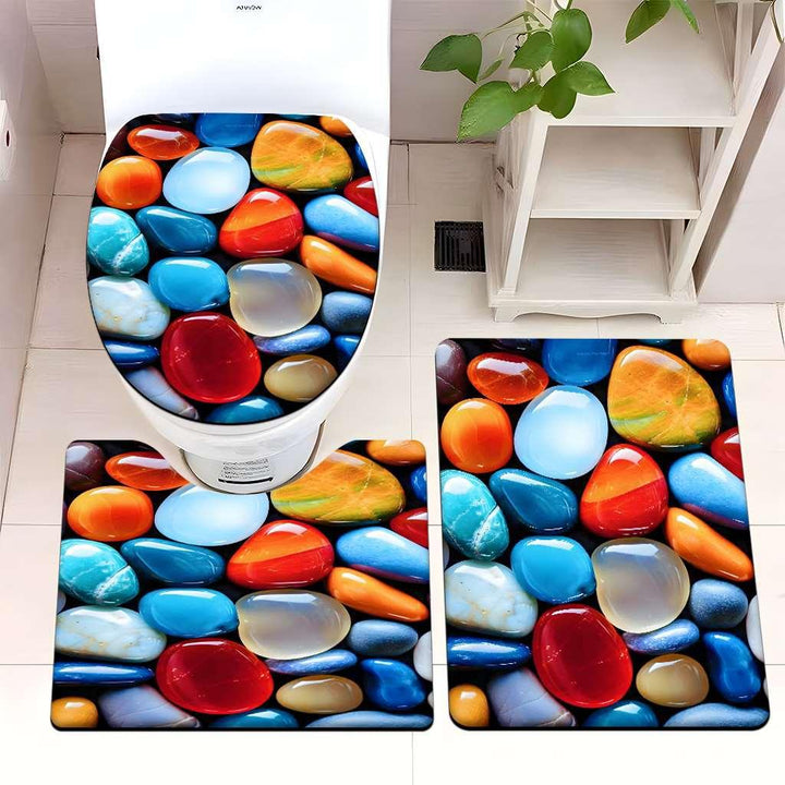 Decorative Rock and Butterfly Bathroom Mat Set Kalsten