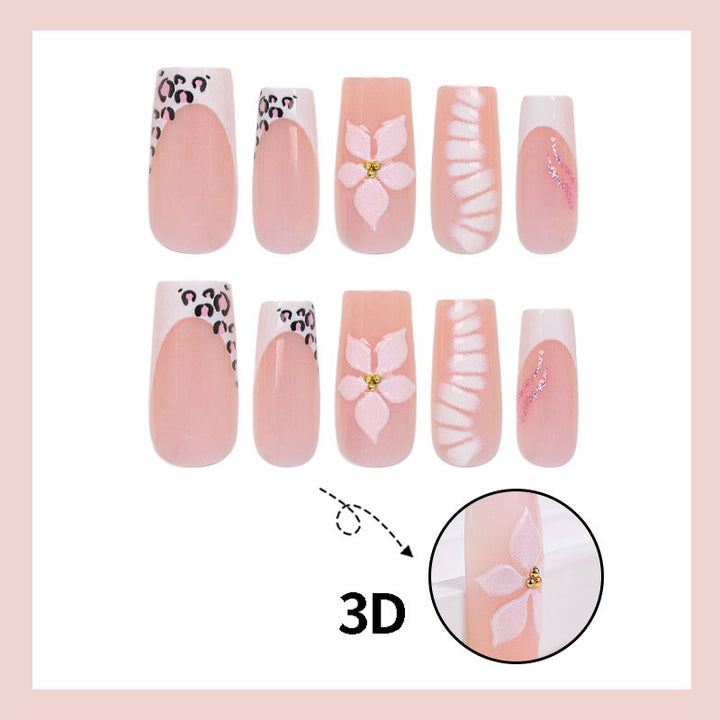 Elegant artificial nail set with floral and animal accents Kalsten