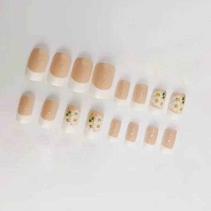 Floral French Tip Nail Art Enhancements Kalsten