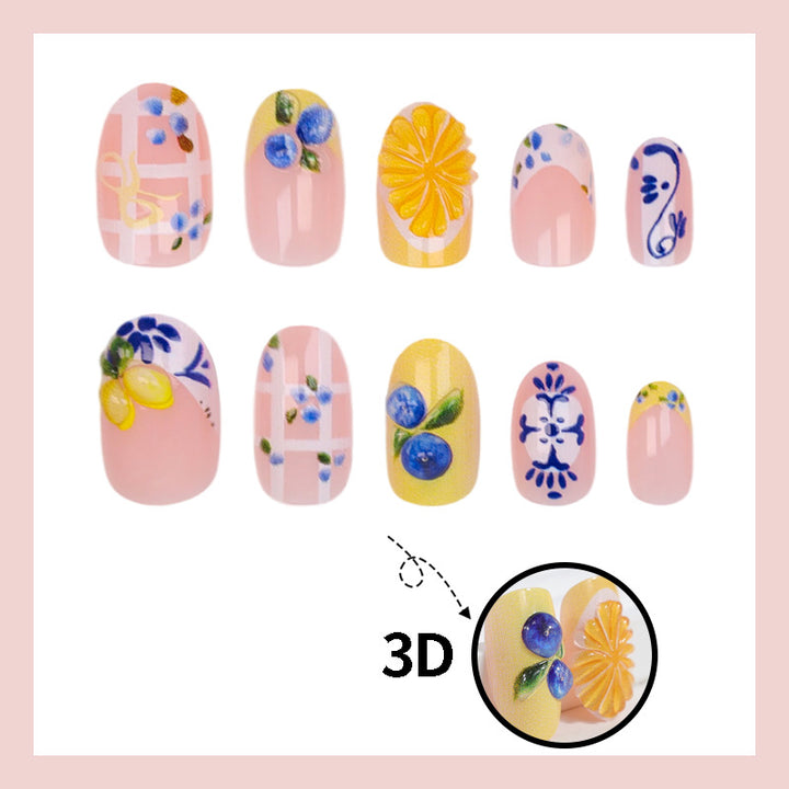 Nail art set with elegant fruit and flower patterns Kalsten