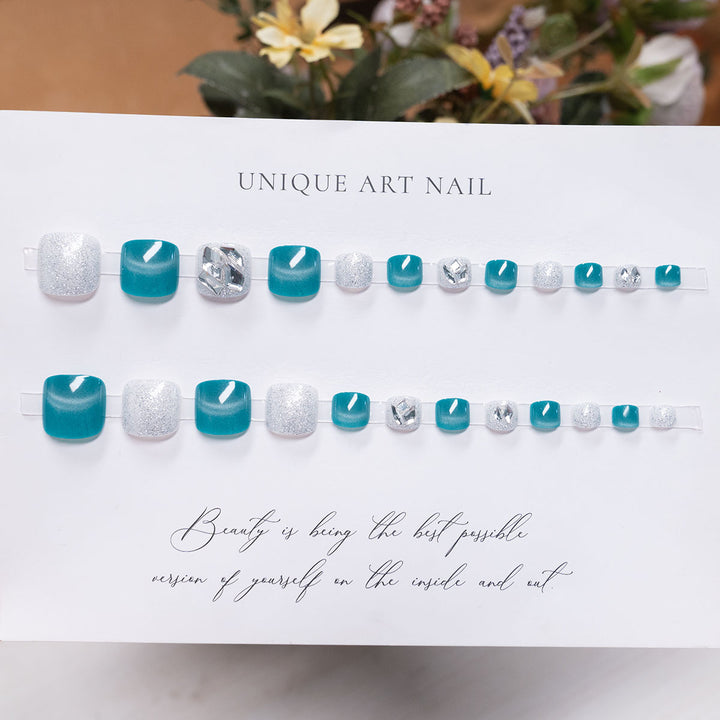 Elegant Rhinestone-Decorated Pedicure Nail Art