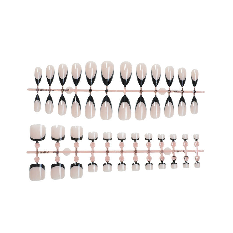 Stylish Press-On Nail Art Set with Elegant Gold Accents Kalsten
