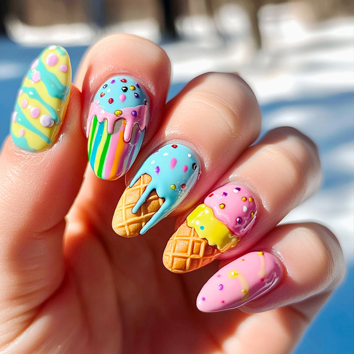 Artistic nail art in ice cream design Kalsten