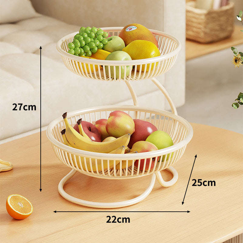 Tiered Metal Fruit Bowl Stand with Open Wire Ventilated Design