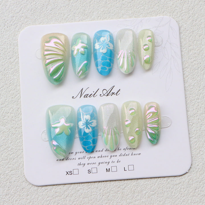 Tropical Floral Press-On Nail Art Set