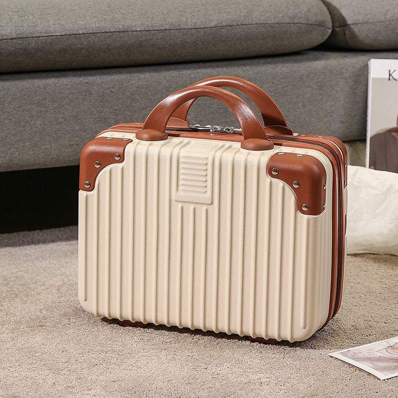 compact hard-shell travel vanity cosmetic and tech organizer with ribbed shell reinforced corners removable padded insert Kalsten