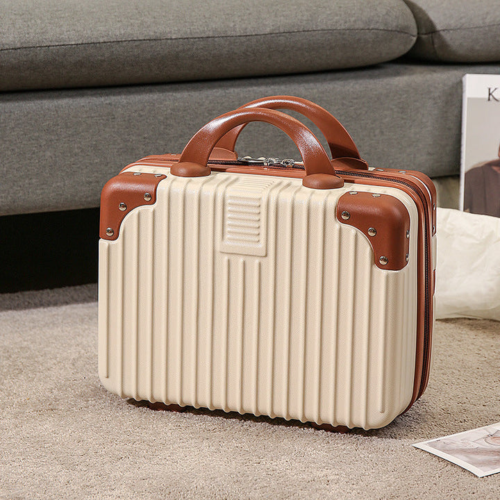 compact hard-shell travel vanity cosmetic and tech organizer with ribbed shell reinforced corners removable padded insert Kalsten