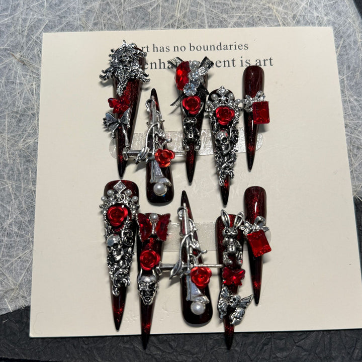 Gothic-Inspired Ornate Press-On Nail Art Set