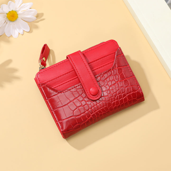 Compact Crocodile-Texture Zip Card Wallet Kalsten