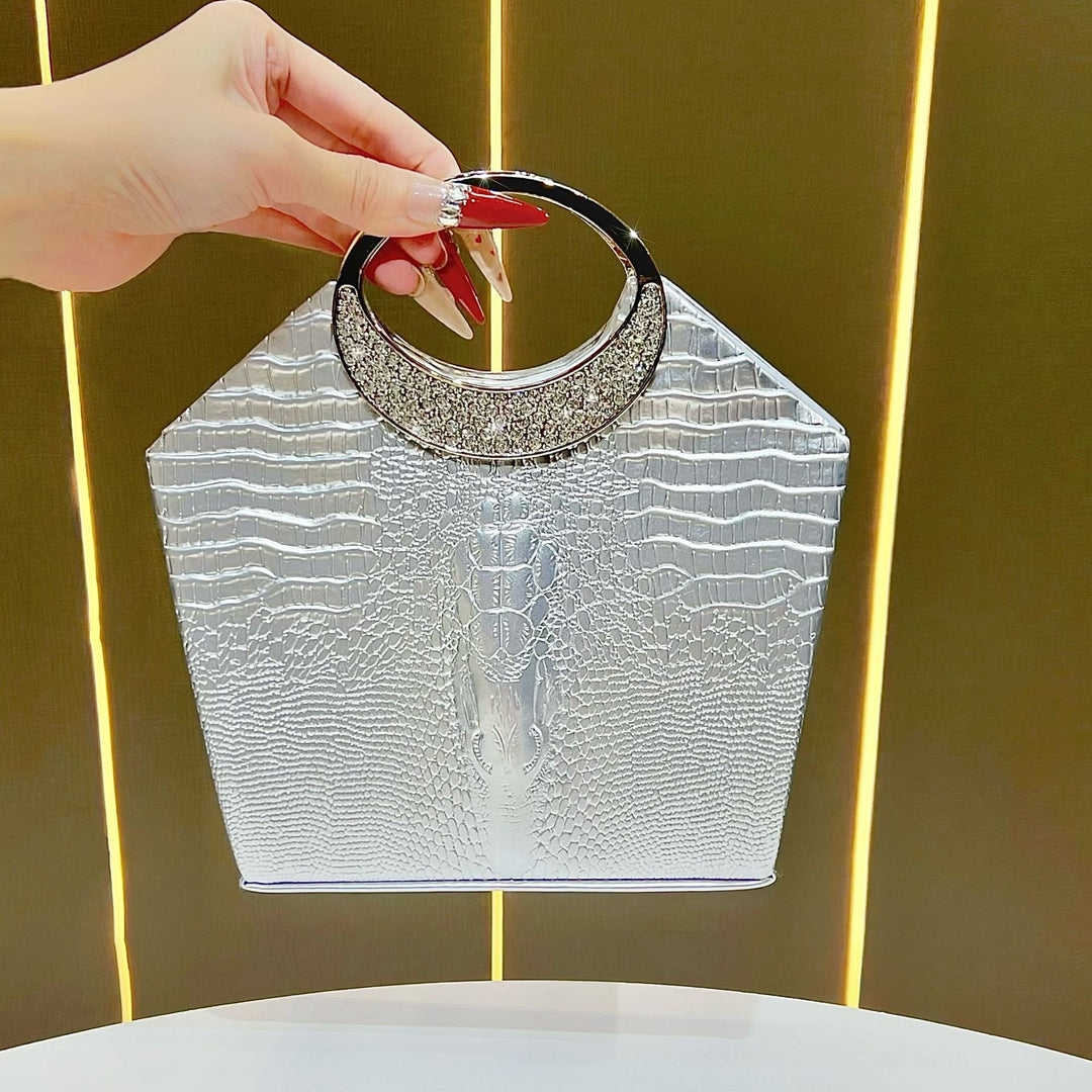Crocodile-Effect Evening Handbag