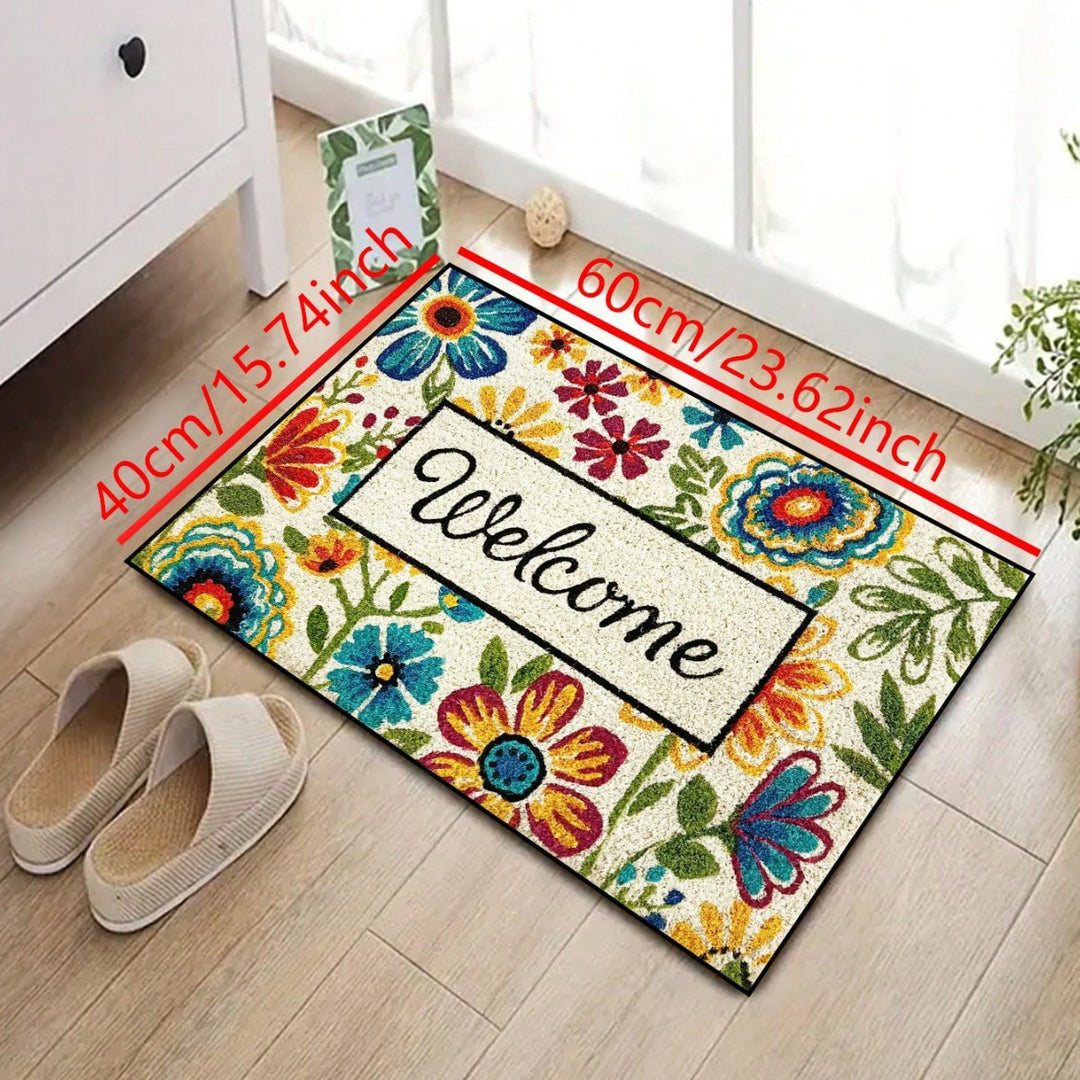 Floral Welcome Door Mat Kalsten