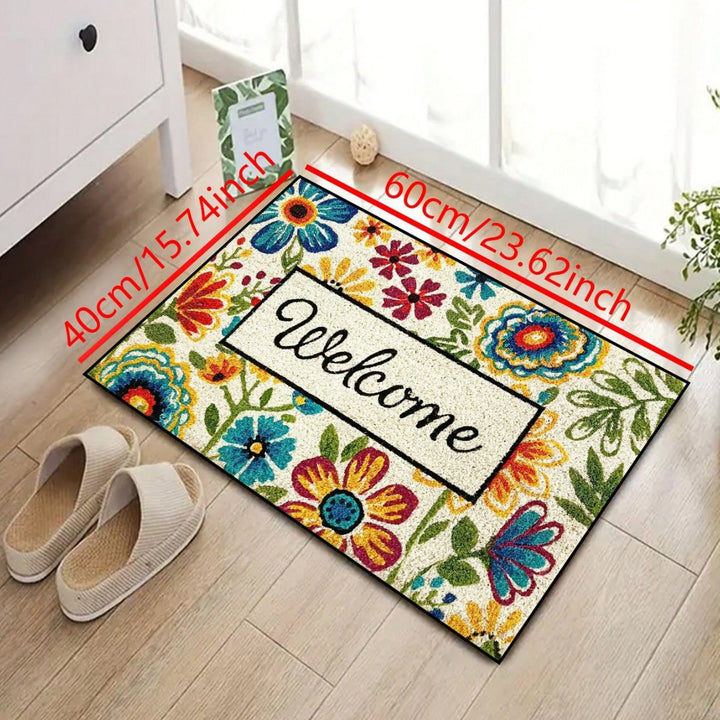 Floral Welcome Door Mat Kalsten