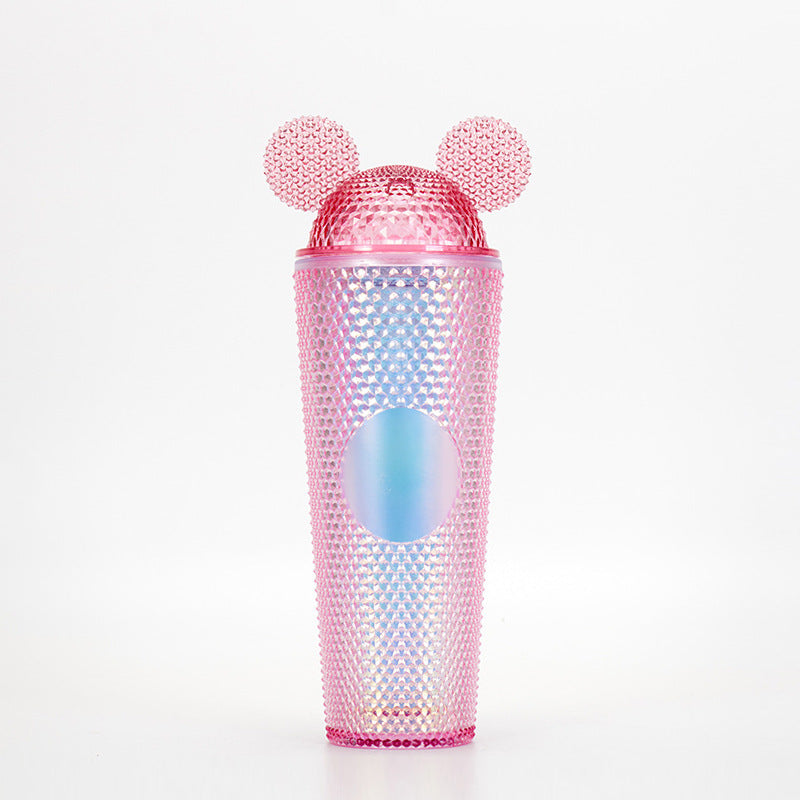 Studded Textured Reusable Tumbler With Decorative Ear-Top Screw Lid