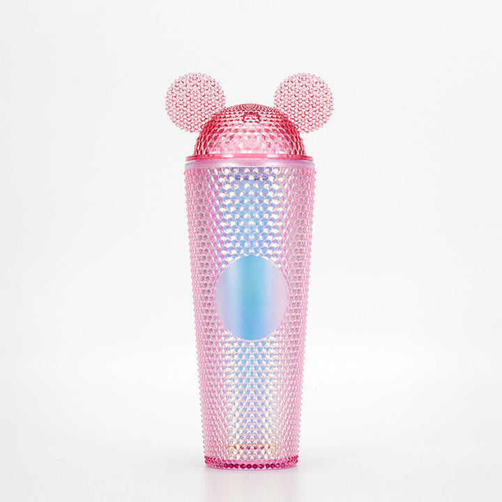 Studded Textured Reusable Tumbler With Decorative Ear-Top Screw Lid