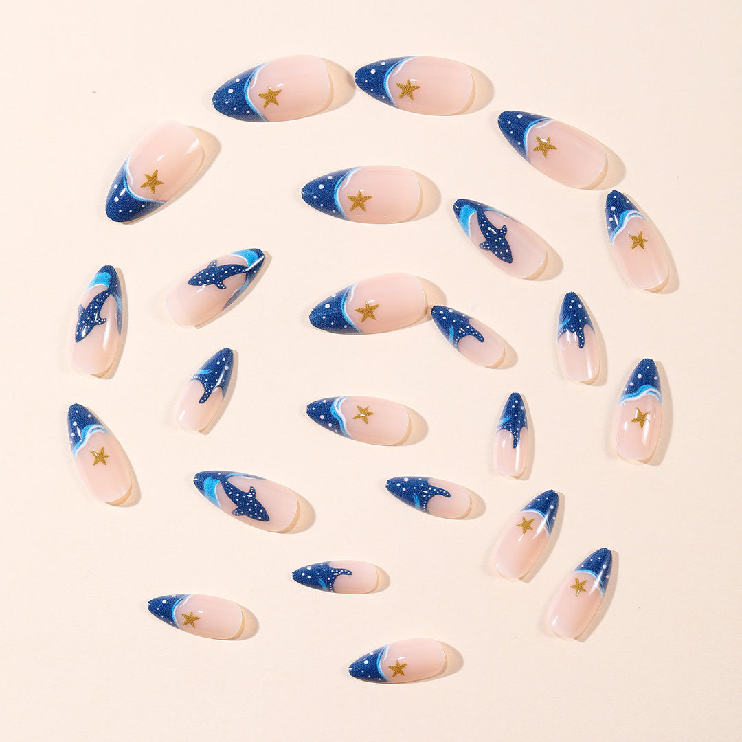 Artistic Ocean-Inspired Stiletto Nail Art Kalsten