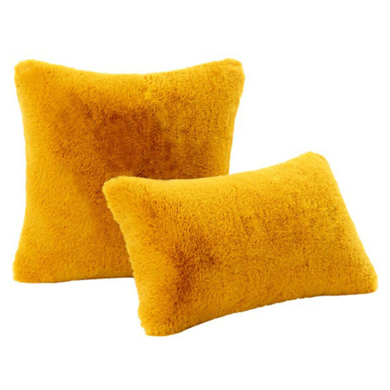 Plush Faux Fur Square and Lumbar Decorative Pillow Set with Soft Microfiber Backing