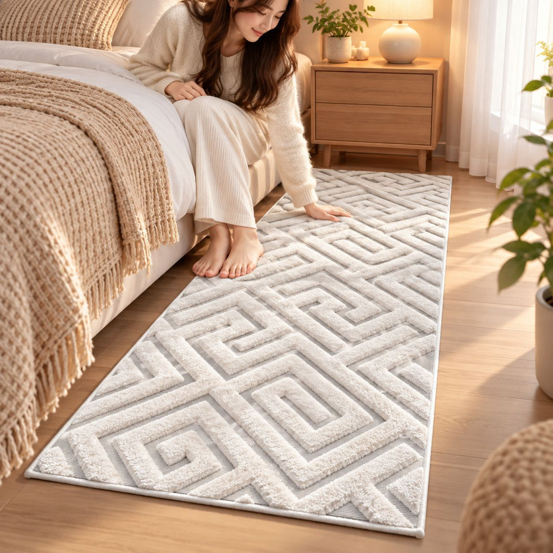 Textured Geometric Pattern Runner Rug Kalsten