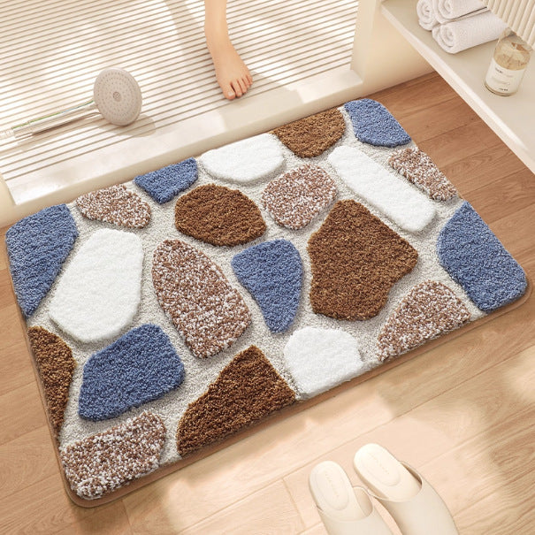 Plush Leaf-Pattern Bath Mat