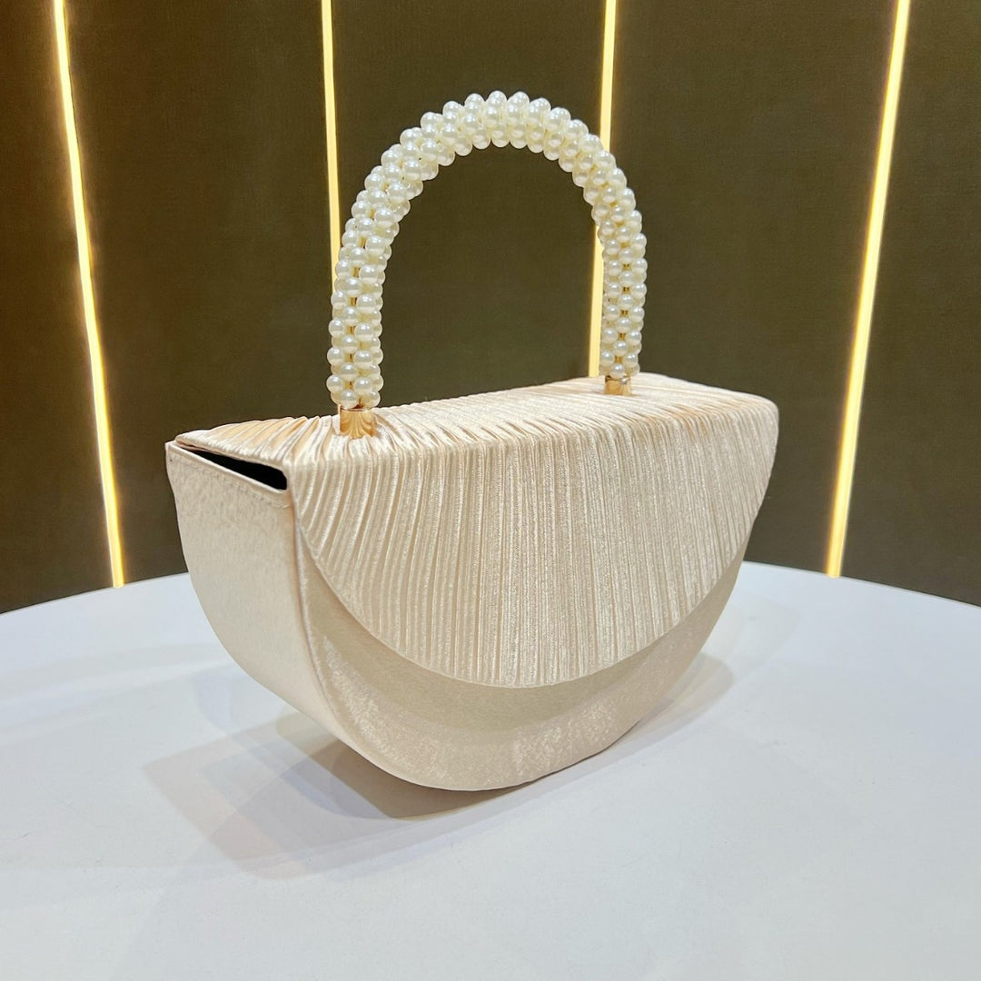 Pleated Satin Clutch Handbag