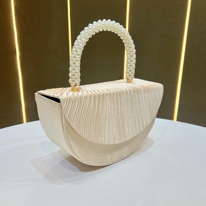 Pleated Satin Clutch Handbag