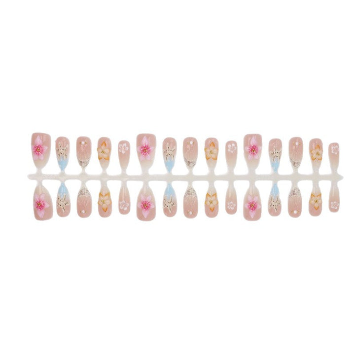 Artistic Floral-Embellished Press-On Nail Art Set Kalsten