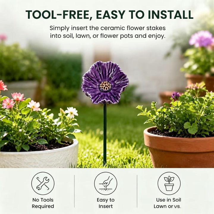 Garden Decorative Poppy Flower Stake Kalsten