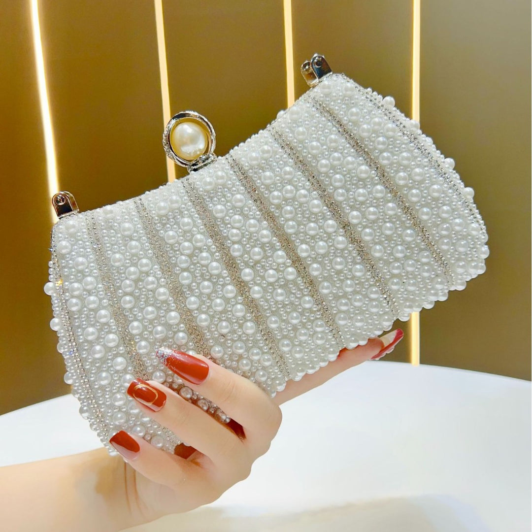 Pearl-Embellished Evening Clutch