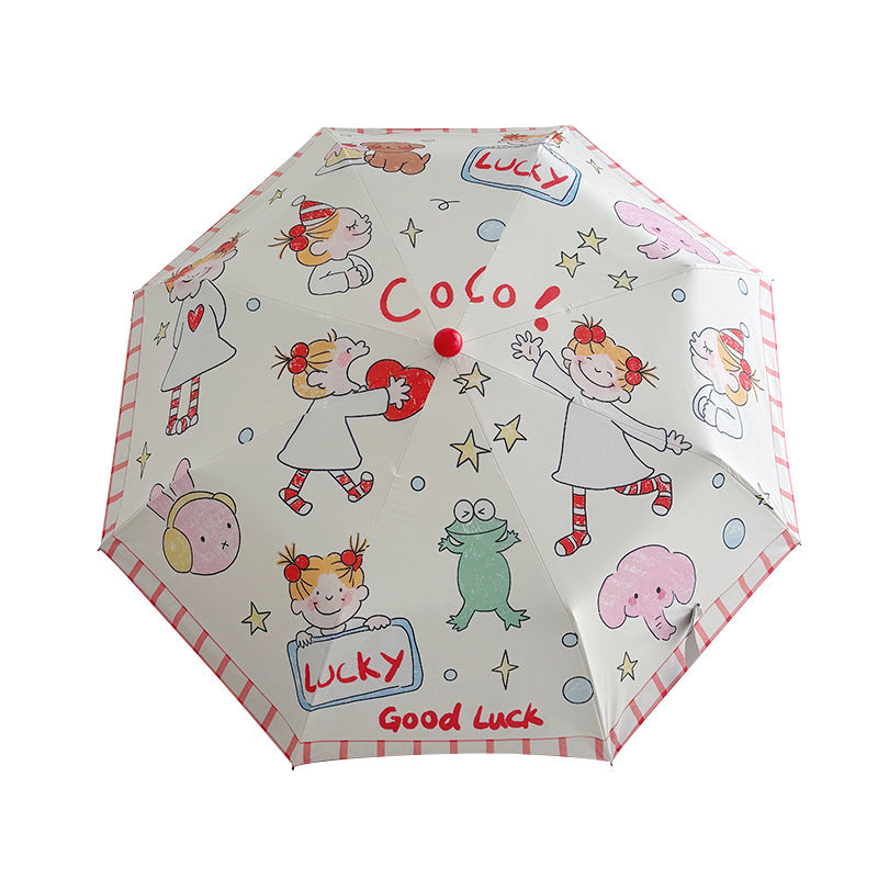 Ladies folding umbrella with playful children's motif Kalsten