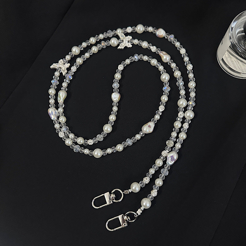 Elegant Pearl and Crystal Eyewear Chain Kalsten