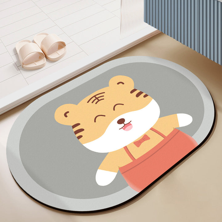 Cute Cartoon Bear-Themed Bath Mat