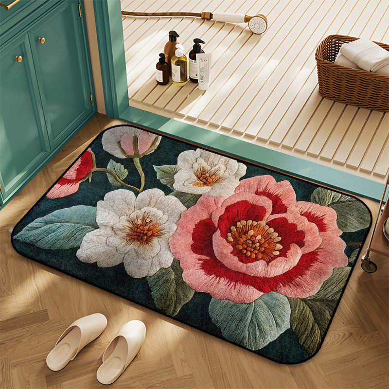 Floral Embroidered Area Rug Kalsten