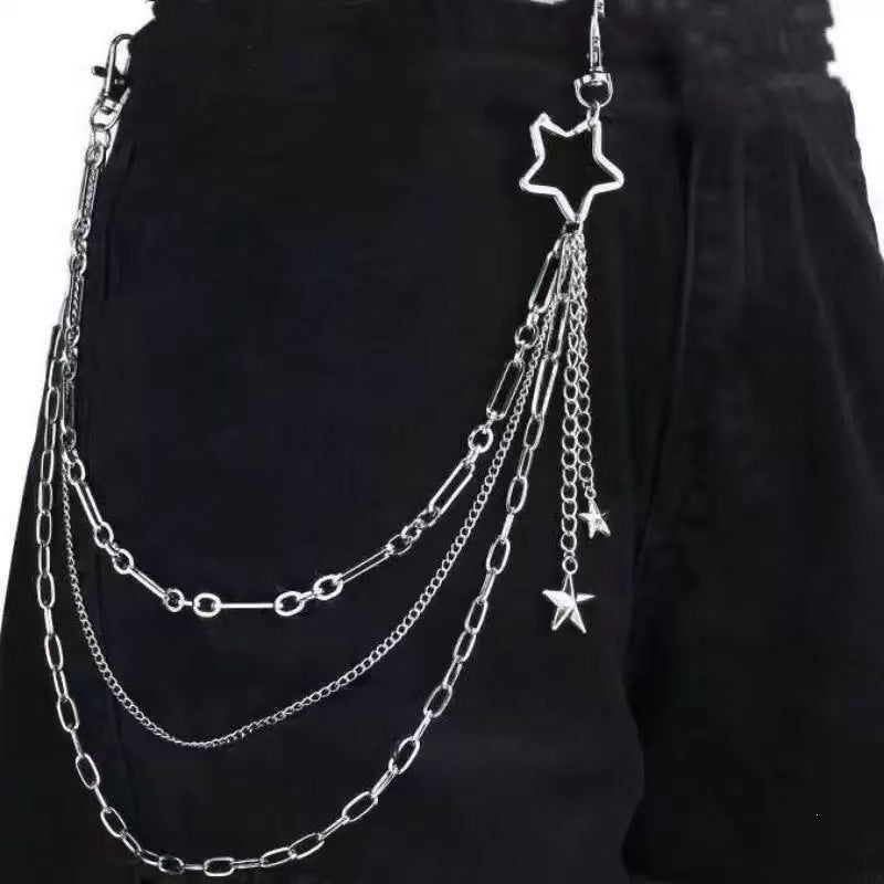 Fashionable chain belt with sparkling star pendant Kalsten