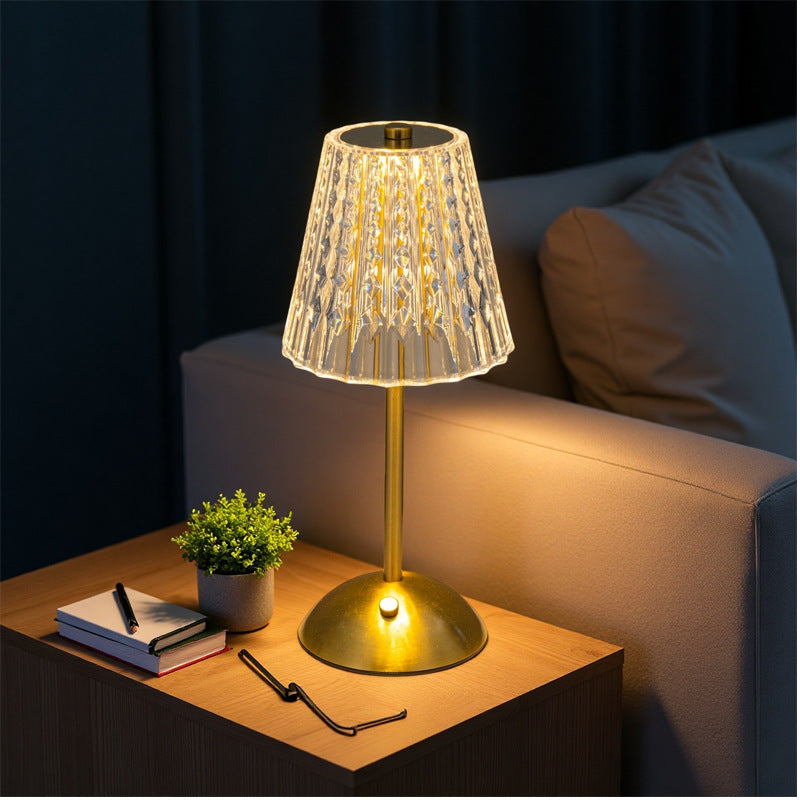 Crystal-Accented Modern Table Lamp