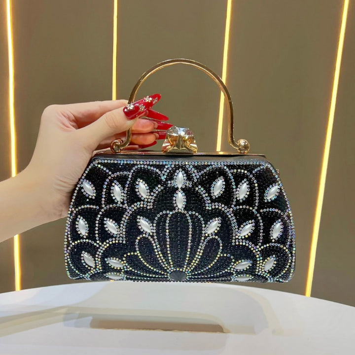 Ornate Crystal-Embellished Handbag