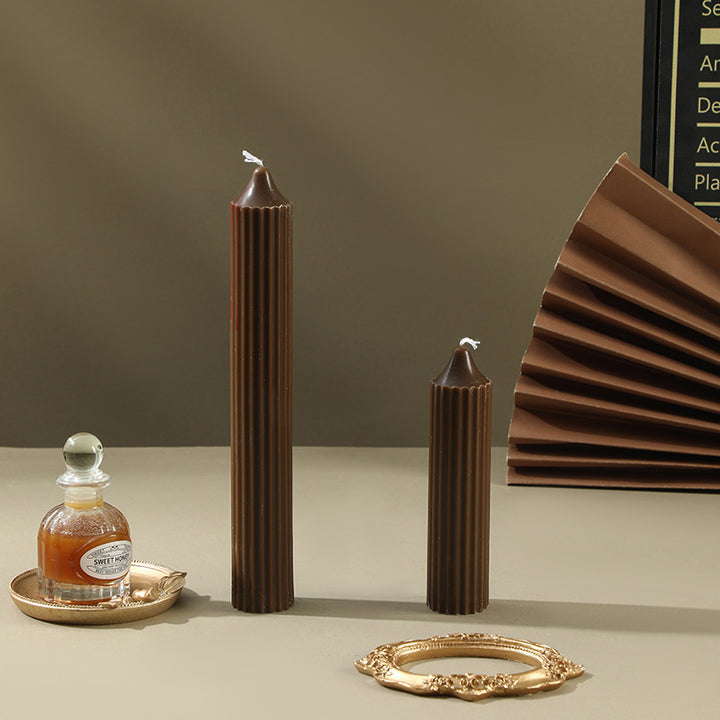 Ribbed Sculptural Column Candle Set