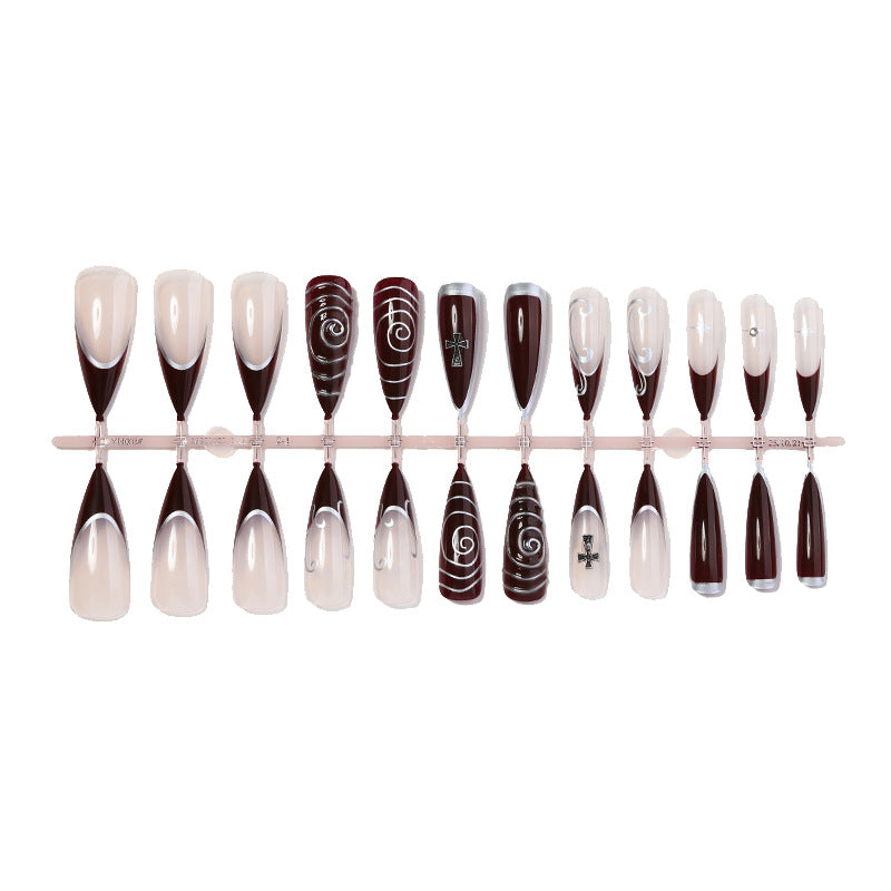 Artistic Stiletto Press-On Nails Set with Elaborate Designs kalsten