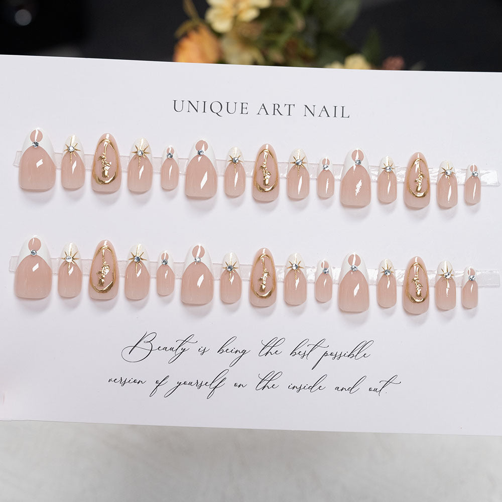 Elegant Stiletto Press-On Nails with Artistic Design
