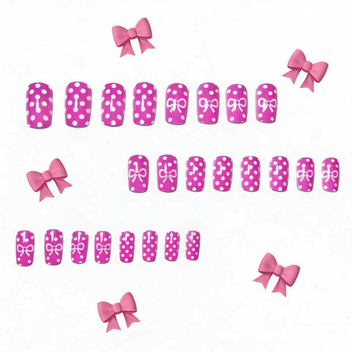 Stylish Polka Dot and Bow Nail Art Kalsten