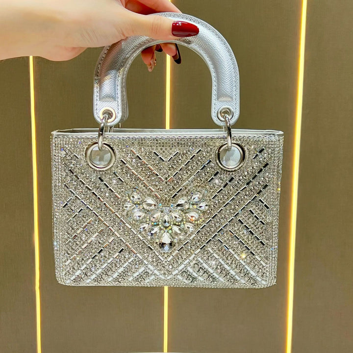 Ornate Crystal-Embellished Handheld Clutch