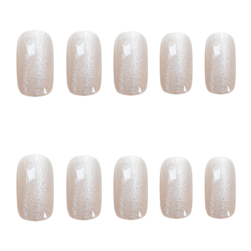 Glittery Natural Finish Press-On Nail Set Kalsten